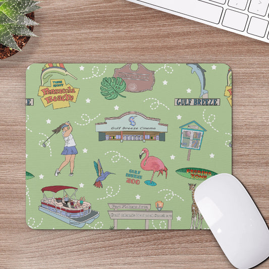 Mouse Pad with Gulf Breeze, FL in green