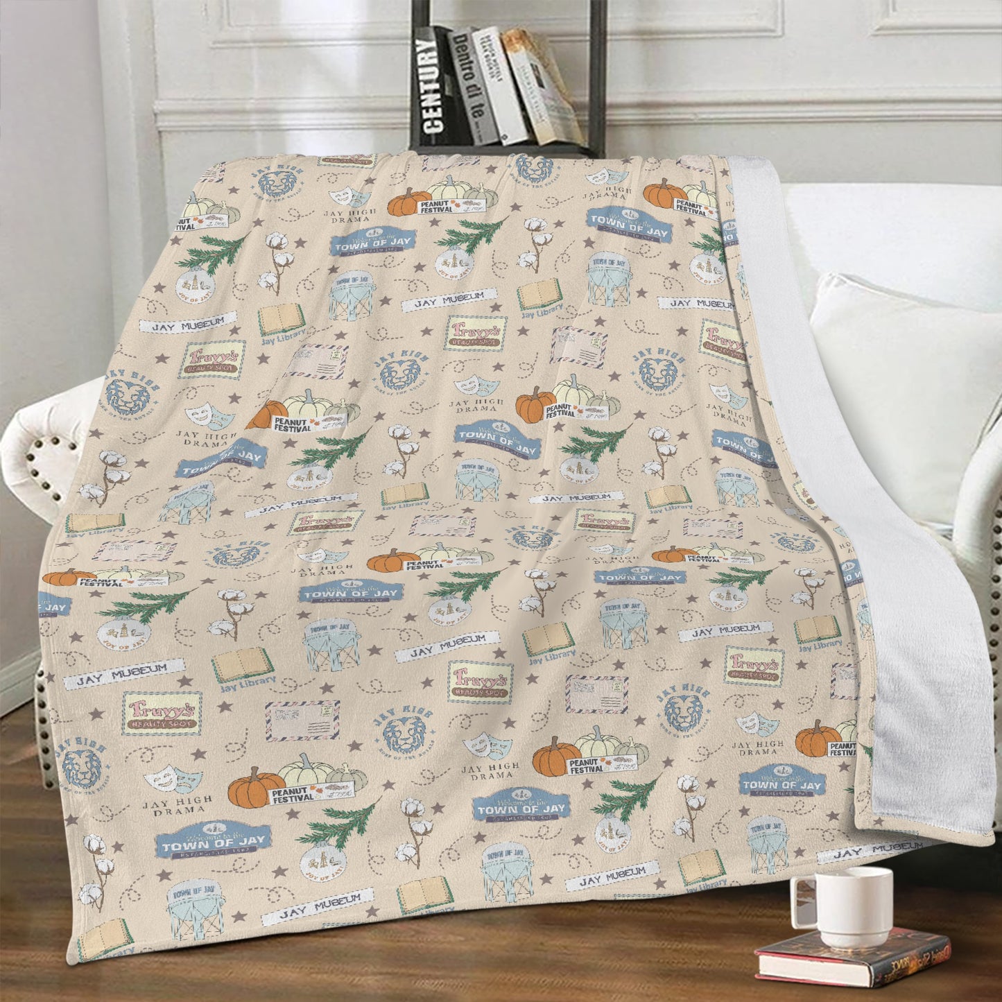 Minky Blanket with Jay, FL in beige