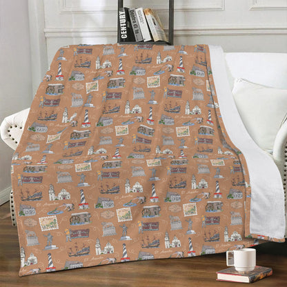 Minky Blanket with St. Augustine, FL in cinnamon