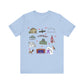 Unisex Jersey Short Sleeve Tee with Janesville, Wisconsin WI landmarks print