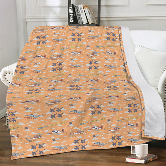 Minky Blanket with Baby Blues in peachy orange