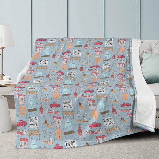 Minky Blanket with Baker, FL in foggy blue