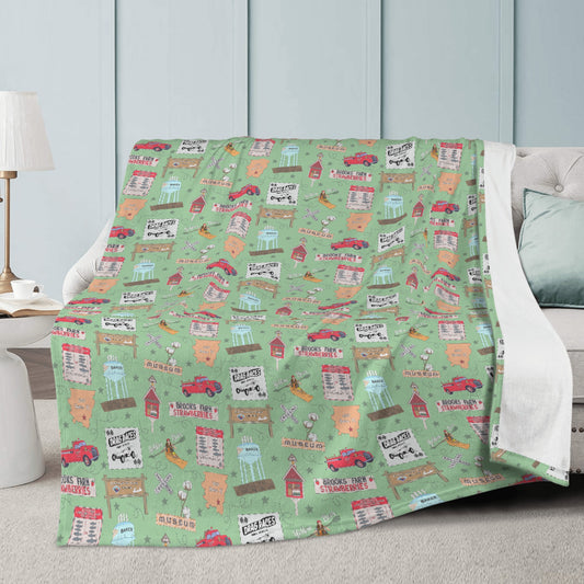 Minky Blanket with Baker, FL in sage