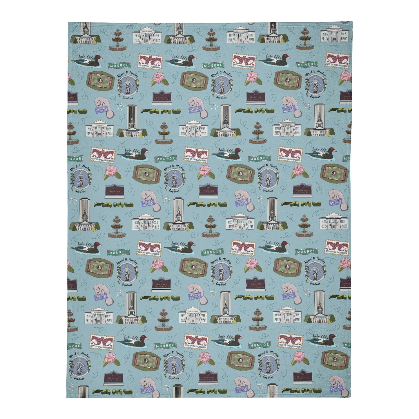 Minky Blanket with Tallahassee FL in blue