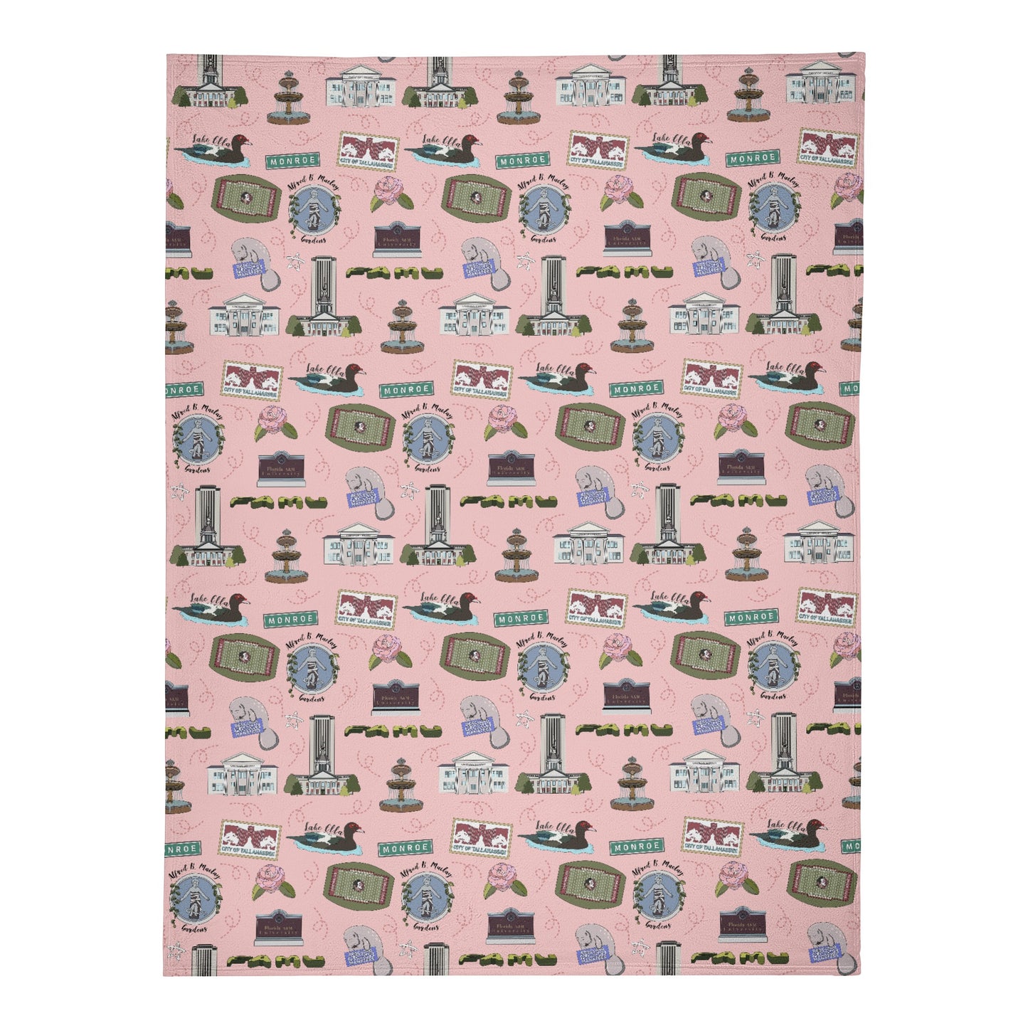 Minky Blanket with Tallahassee FL in pink