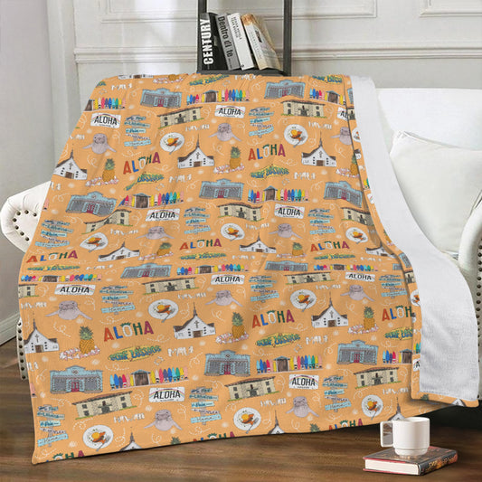 Minky Blanket with Maui, HI in orange