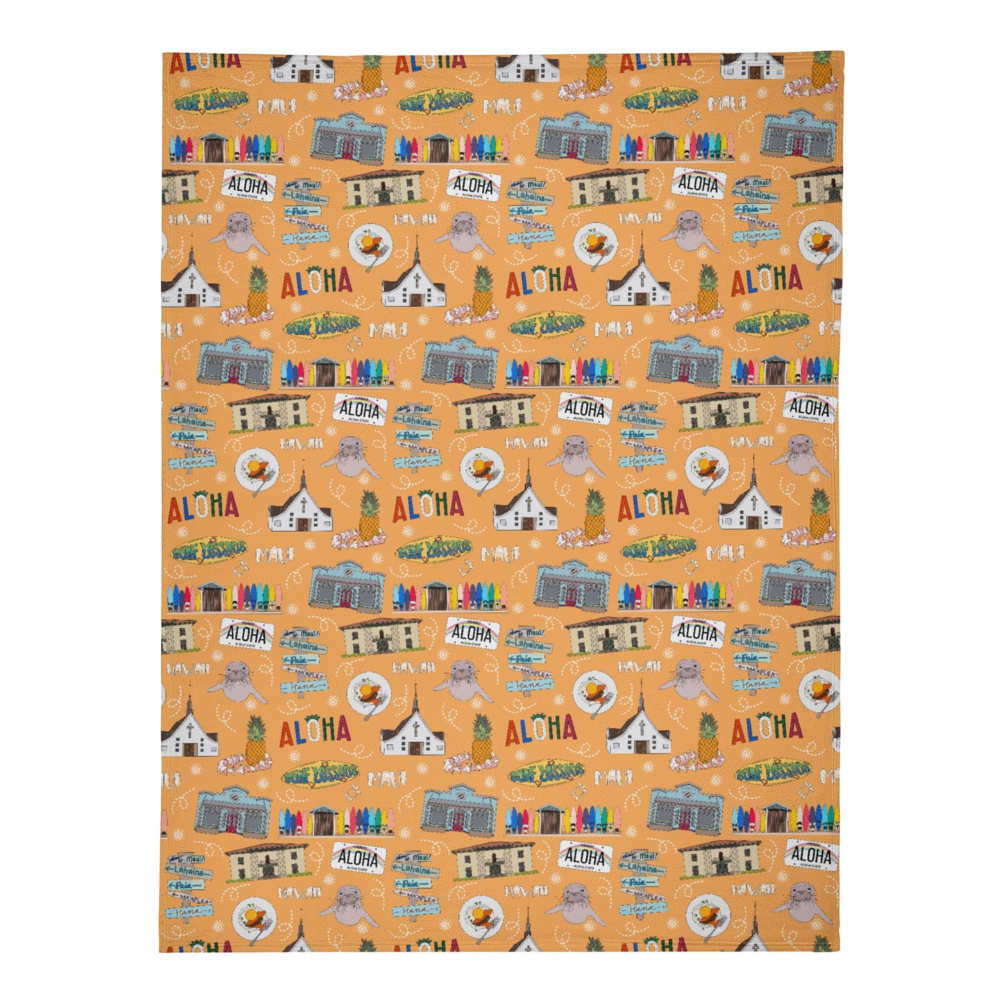 Minky Blanket with Maui, HI in orange