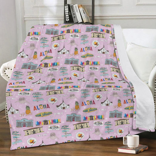 Minky Blanket with Maui, HI in pink