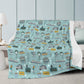 Minky Blanket with New Jersey cities in light teal