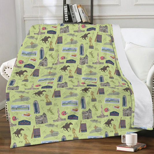 Minky Blanket with Louisville, KY in lime