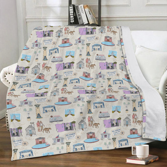 Minky Blanket with Seaside, FL in beige