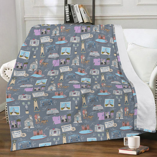 Minky Blanket with Seaside, FL in dusty blue