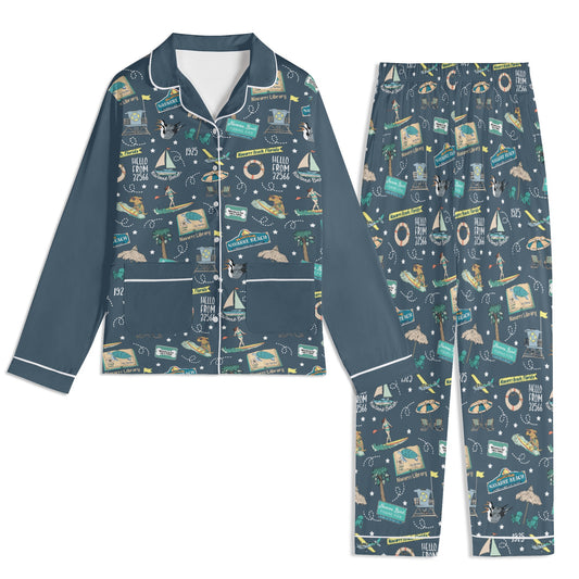 Unisex Adult Pajama Set with Navarre Beach, FL in navy