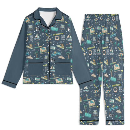 Unisex Adult Pajama Set with Navarre Beach, FL in navy