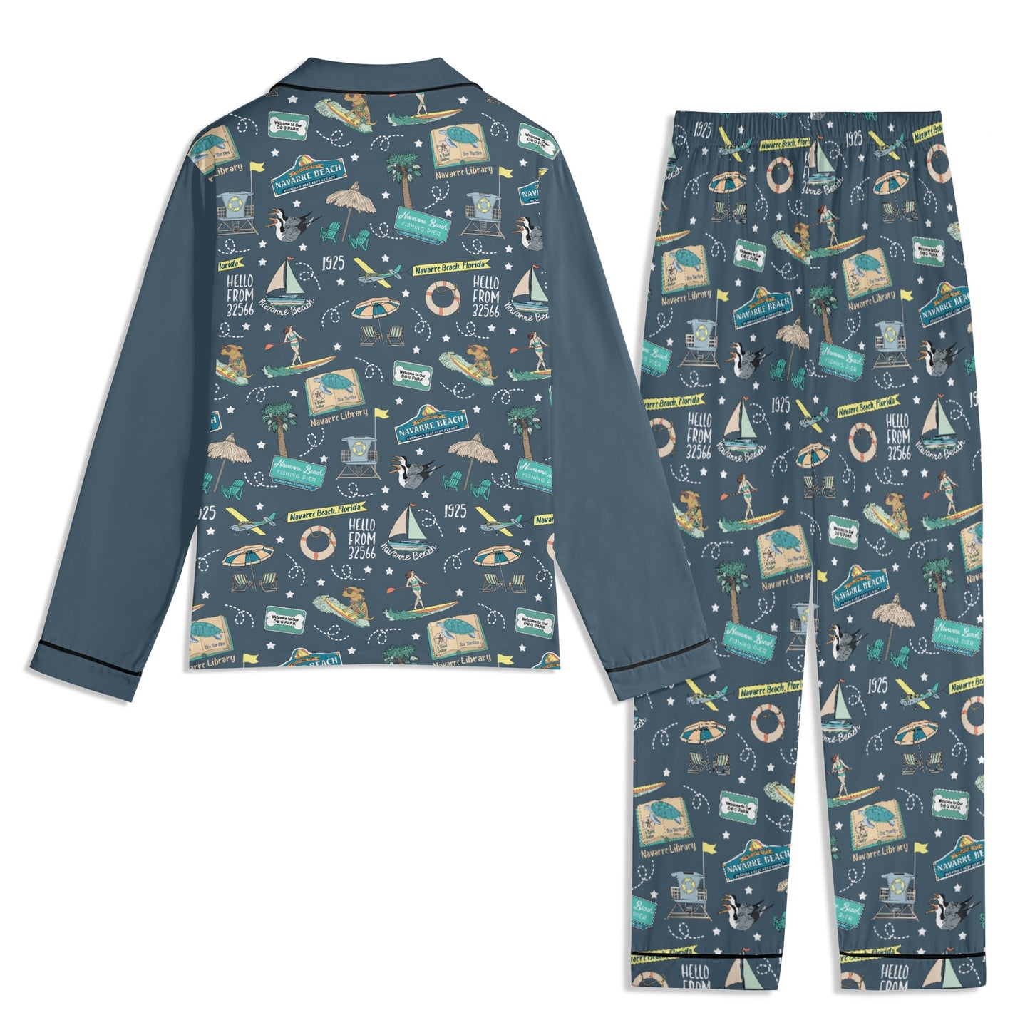 Unisex Adult Pajama Set with Navarre Beach, FL in navy