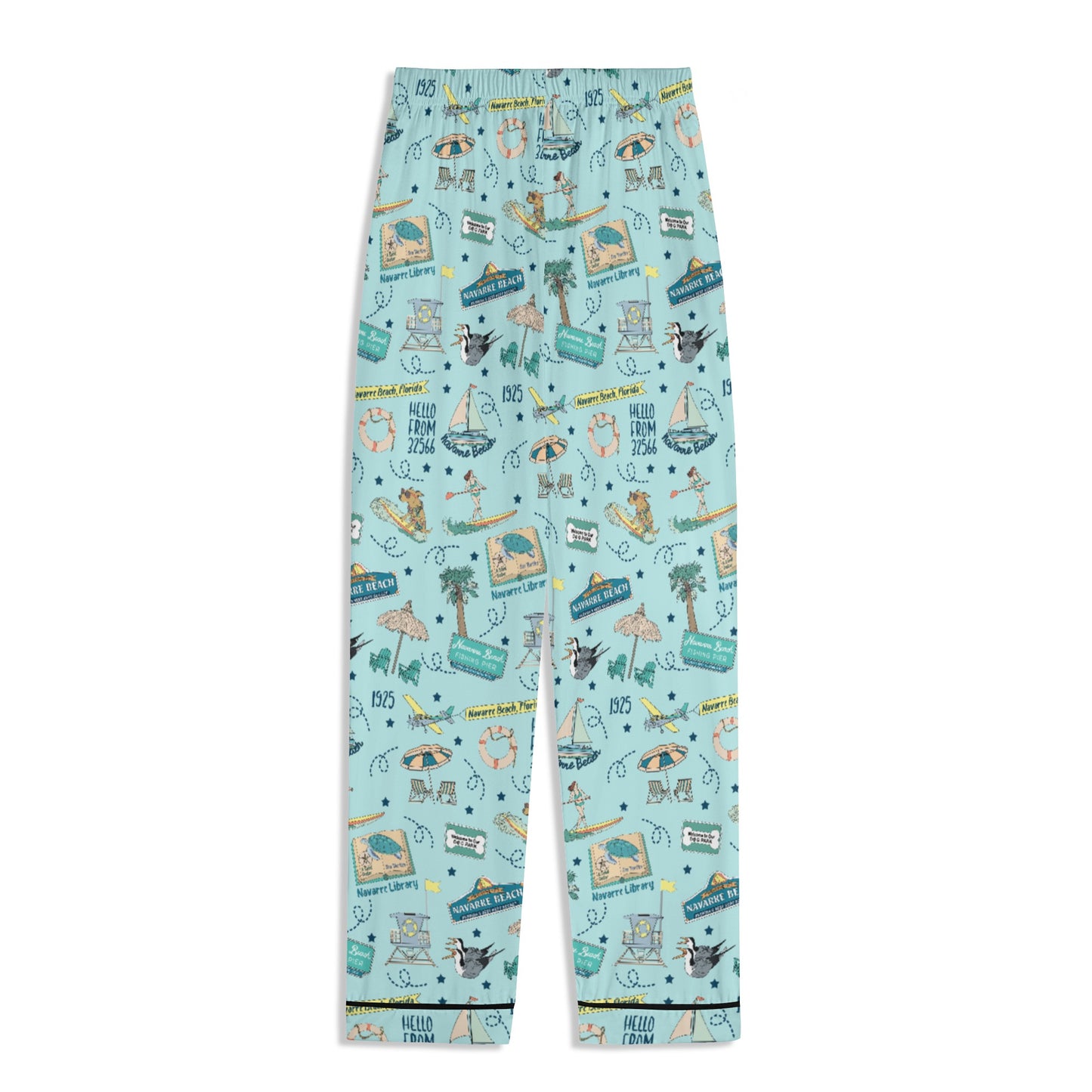 Unisex Adult Pajama Set with Navarre Beach, FL in sky blue