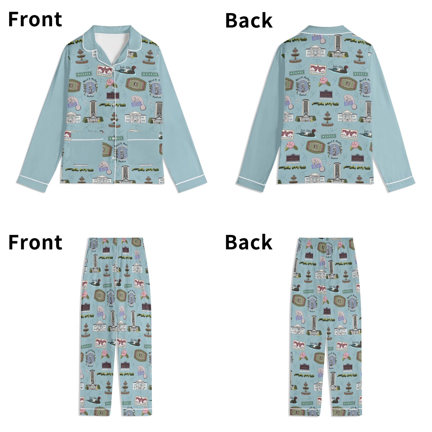 Unisex Adult Pajama Set with Tallahassee, FL in blue