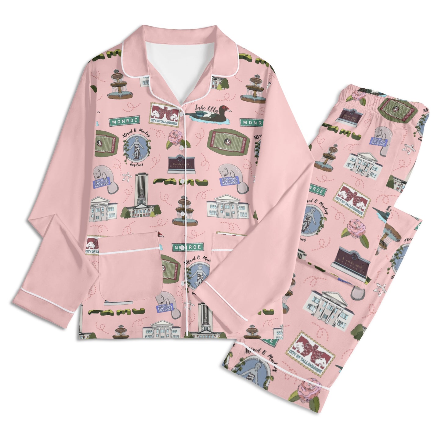 Unisex Adult Pajama Set with Tallahassee, FL in pink