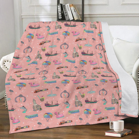 Minky Blanket with Destin, FL in pink