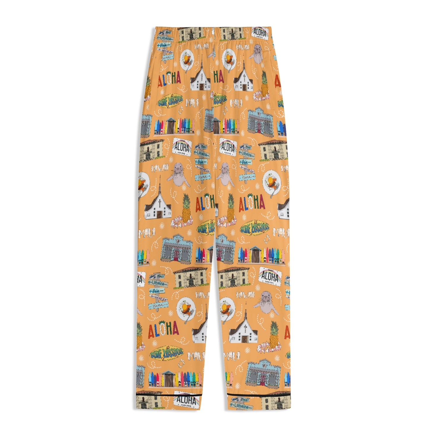 Unisex Adult Pajama Set with Maui, HI in orange