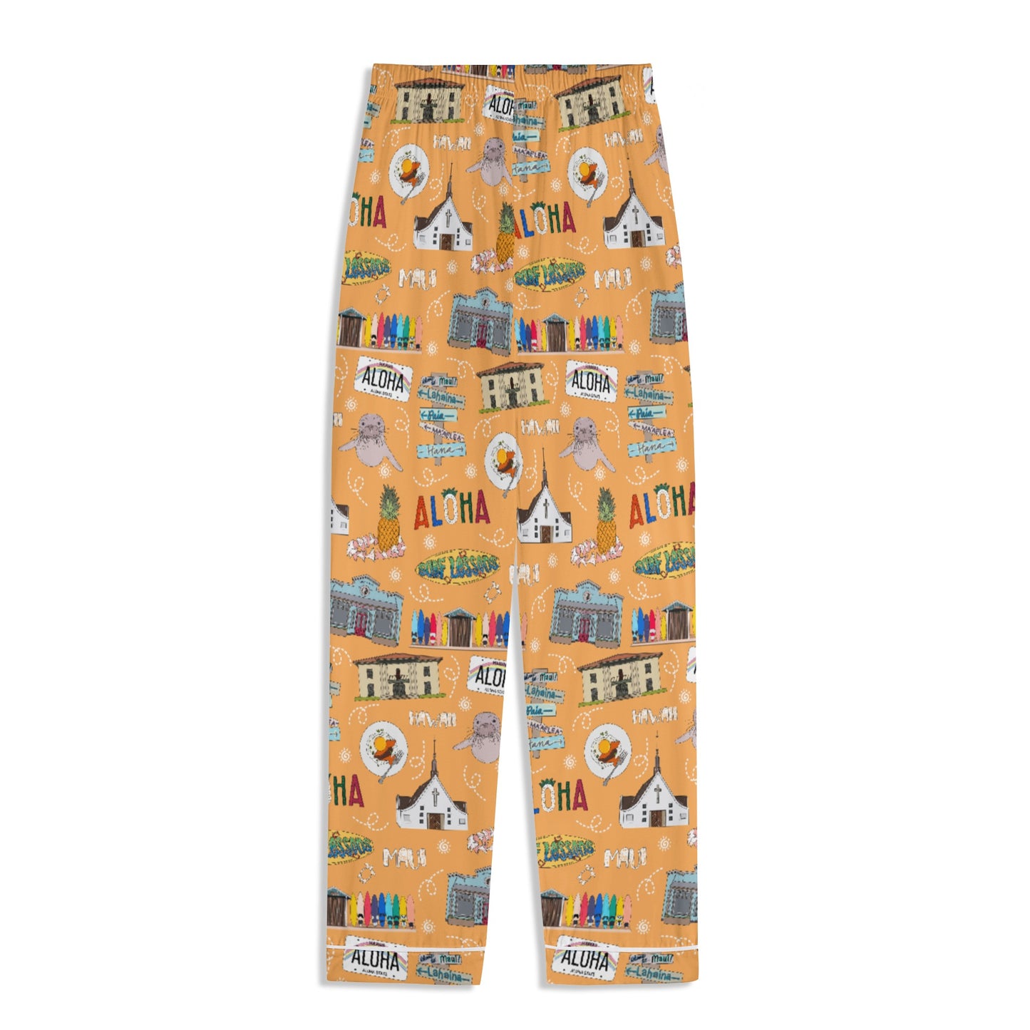 Unisex Adult Pajama Set with Maui, HI in orange