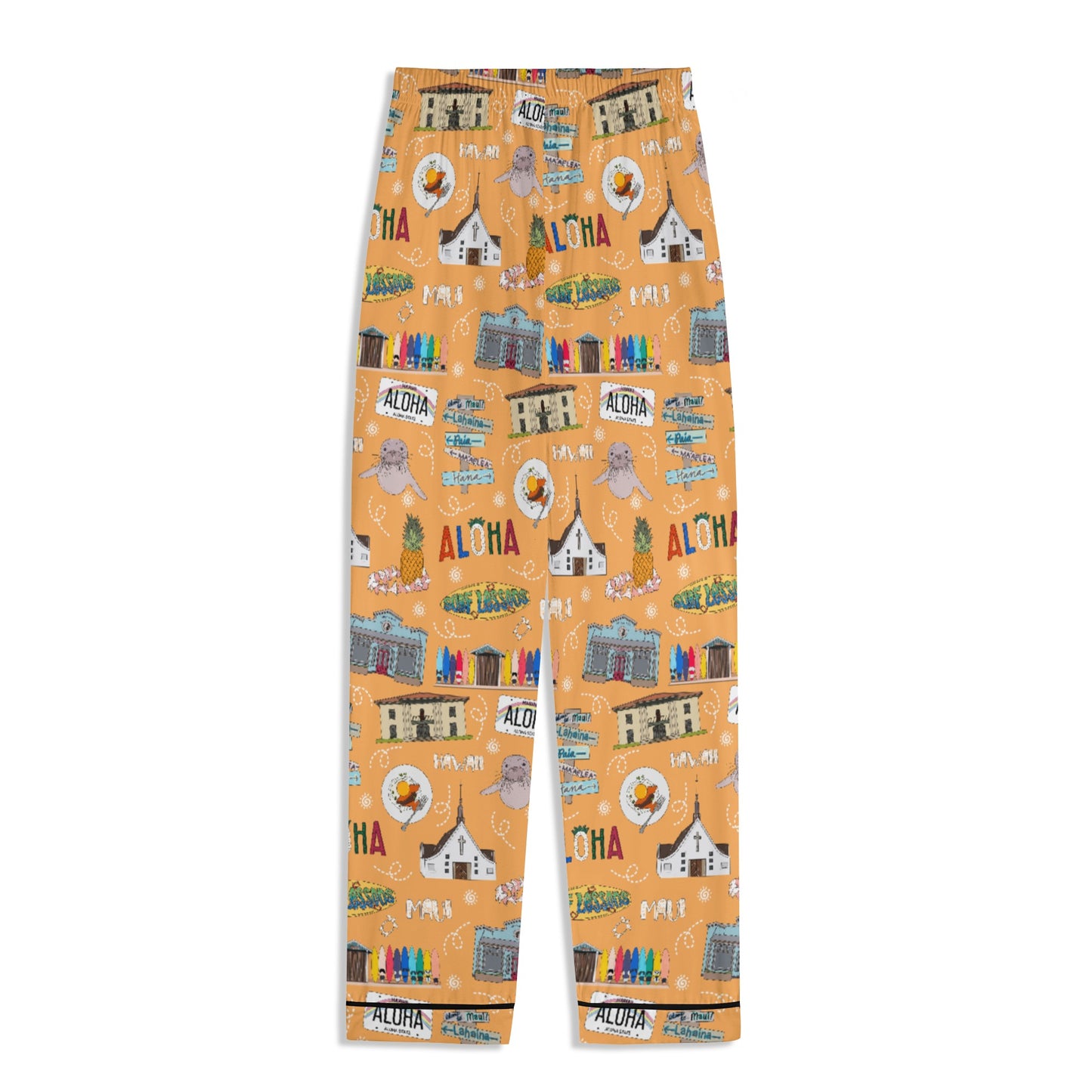 Unisex Adult Pajama Set with Maui, HI in orange