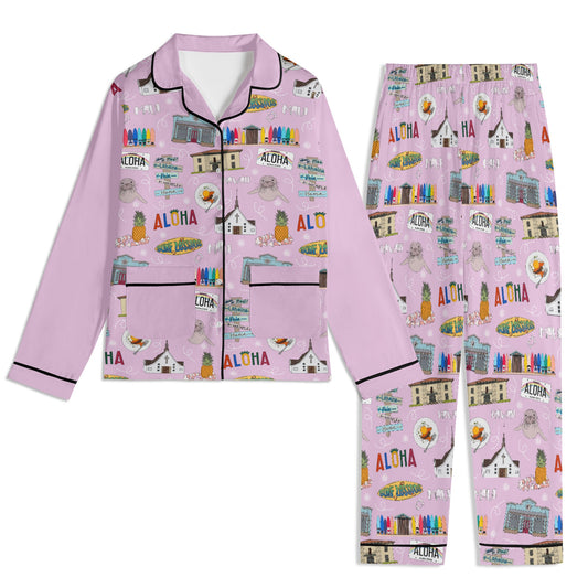 Unisex Adult Pajama Set with Maui, HI in pink