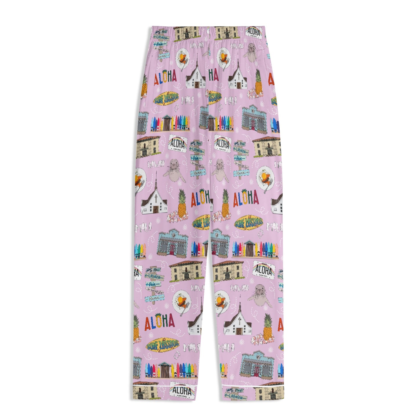 Unisex Adult Pajama Set with Maui, HI in pink