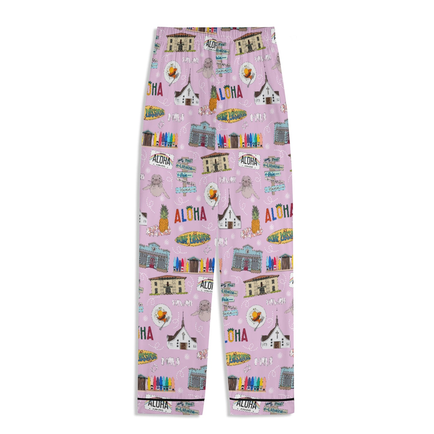 Unisex Adult Pajama Set with Maui, HI in pink