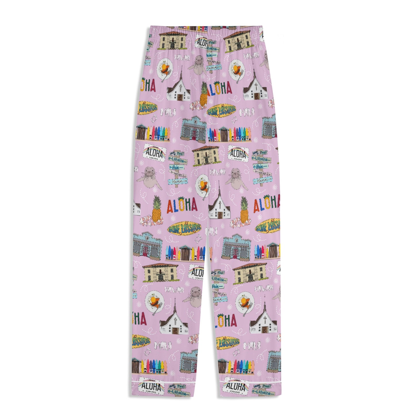 Unisex Adult Pajama Set with Maui, HI in pink