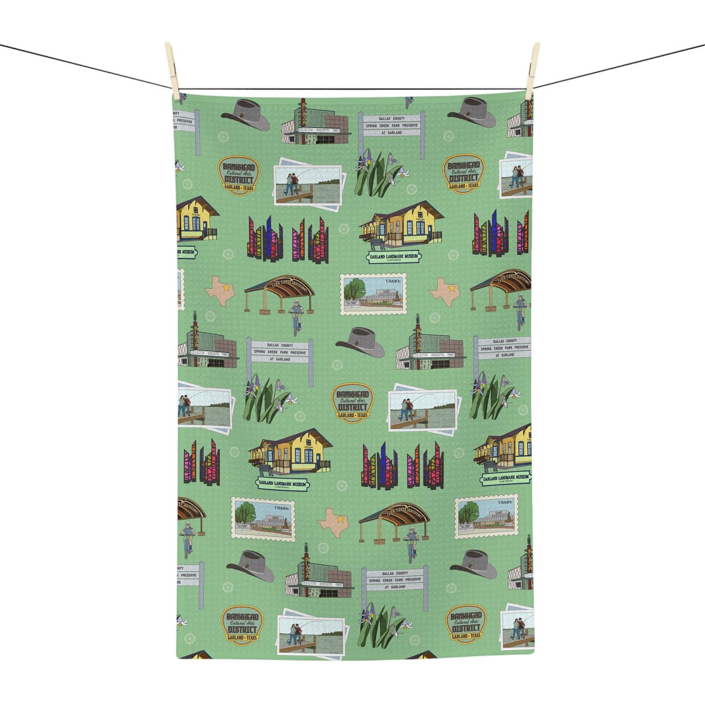Kitchen Towel with Garland, Texas TX in lime