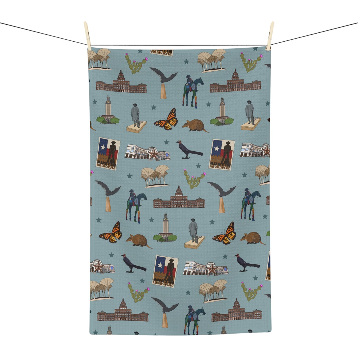 Kitchen Towel with Austin, Texas TX in mist veil