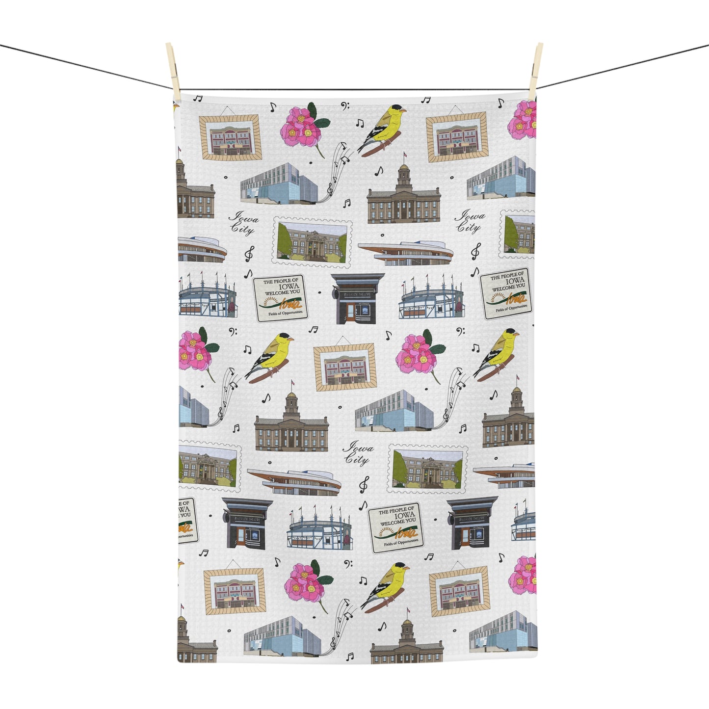 Kitchen Towel with Iowa City, Iowa IA in white