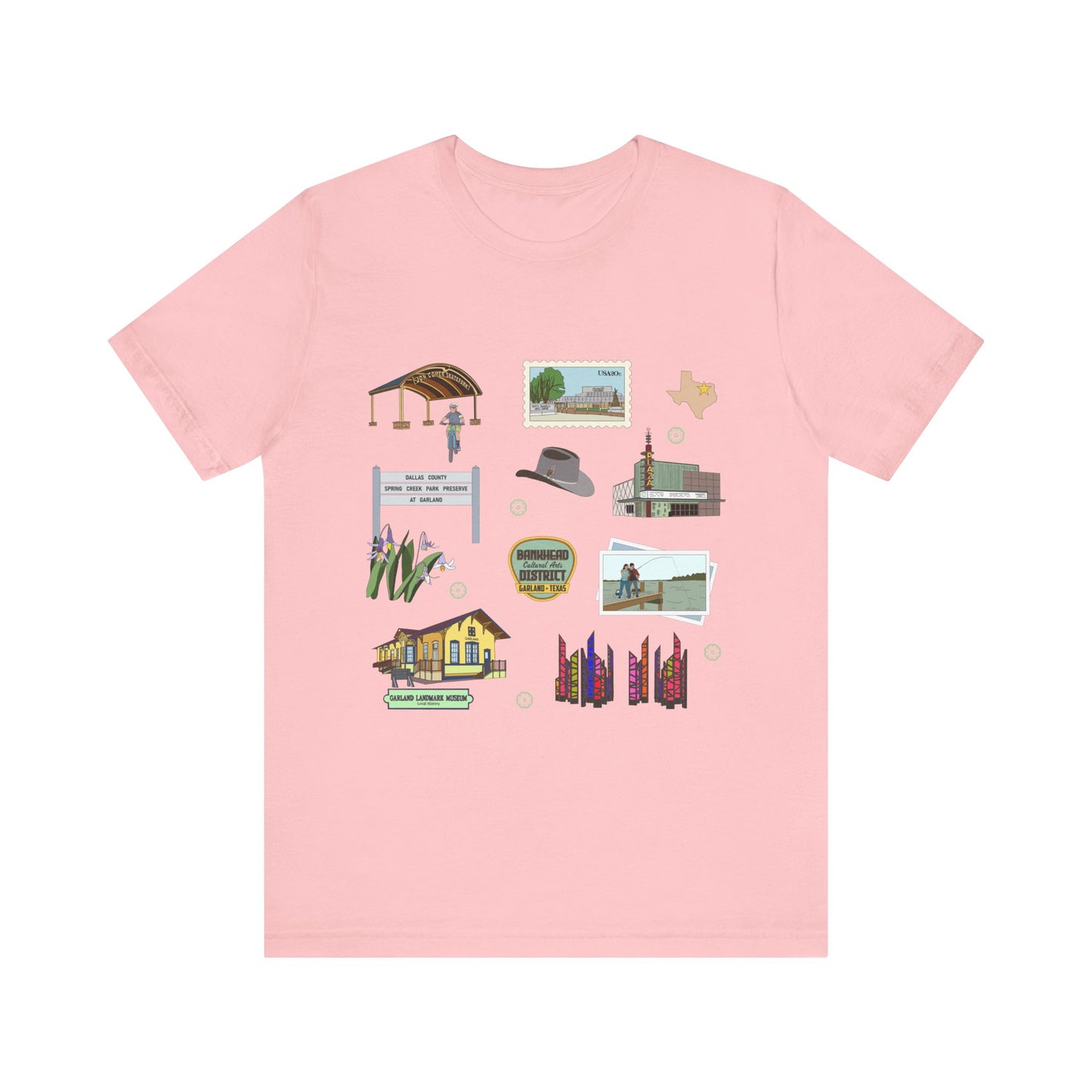 Unisex Jersey Short Sleeve Tee with Garland, Texas TX landmarks print