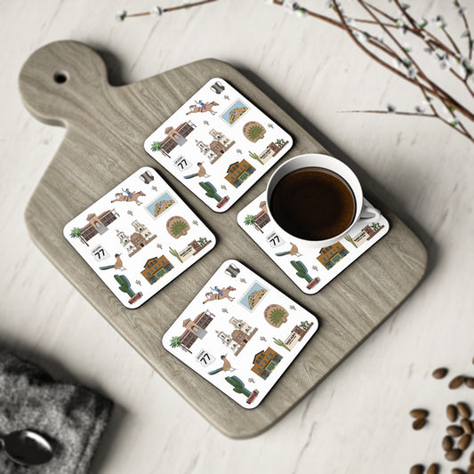 Set of 4 Ceramic Mug Coasters with Tucson, Arizona AZ