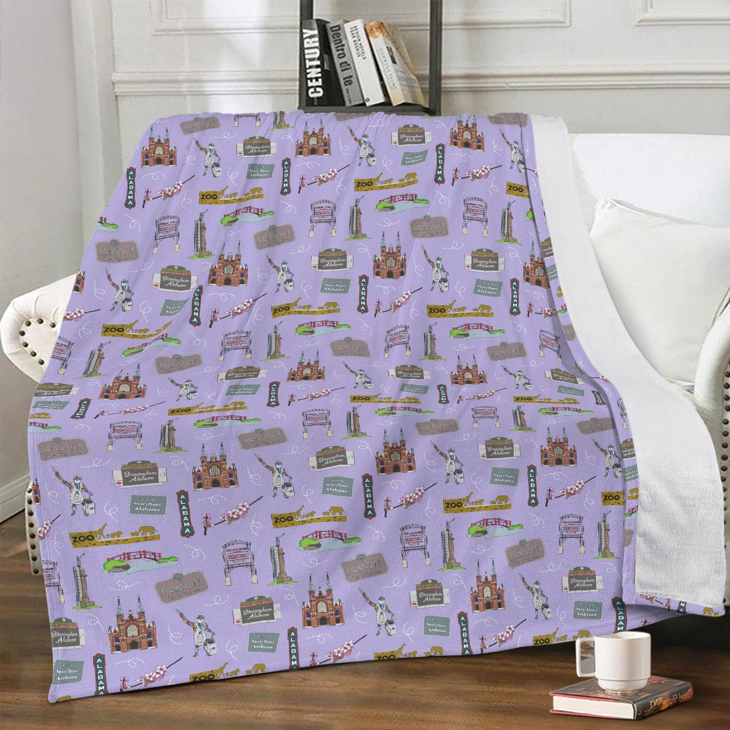 Minky Blanket with Birmingham, AL in purple