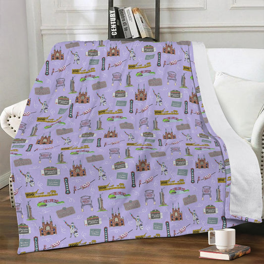 Minky Blanket with Birmingham, AL in purple