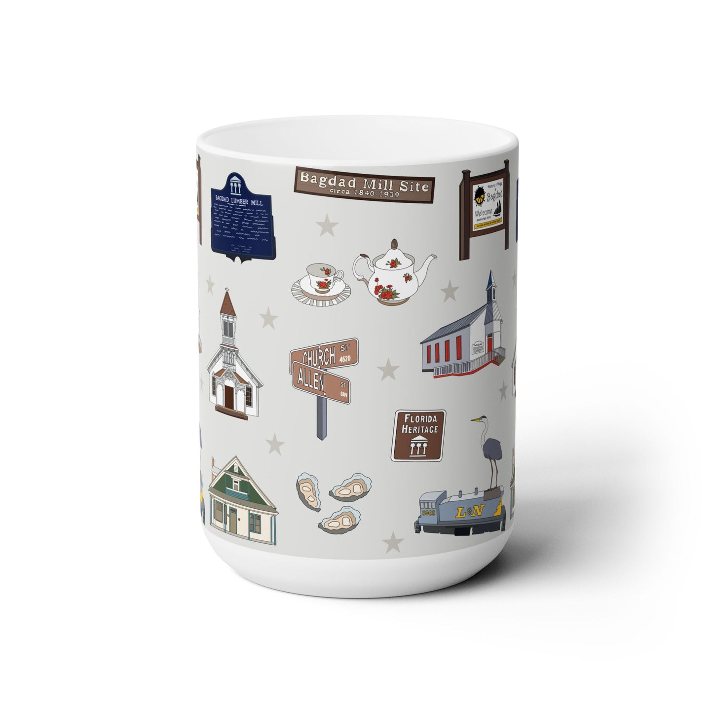 Ceramic Mug 15oz with Bagdad, Florida FL in grey