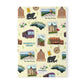Paperback notebook with Asheville, North Carolina NC landmarks in light yellow 150 lined pages