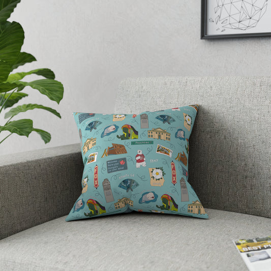 Broadcloth Pillow with Atlanta, GA in turquoise