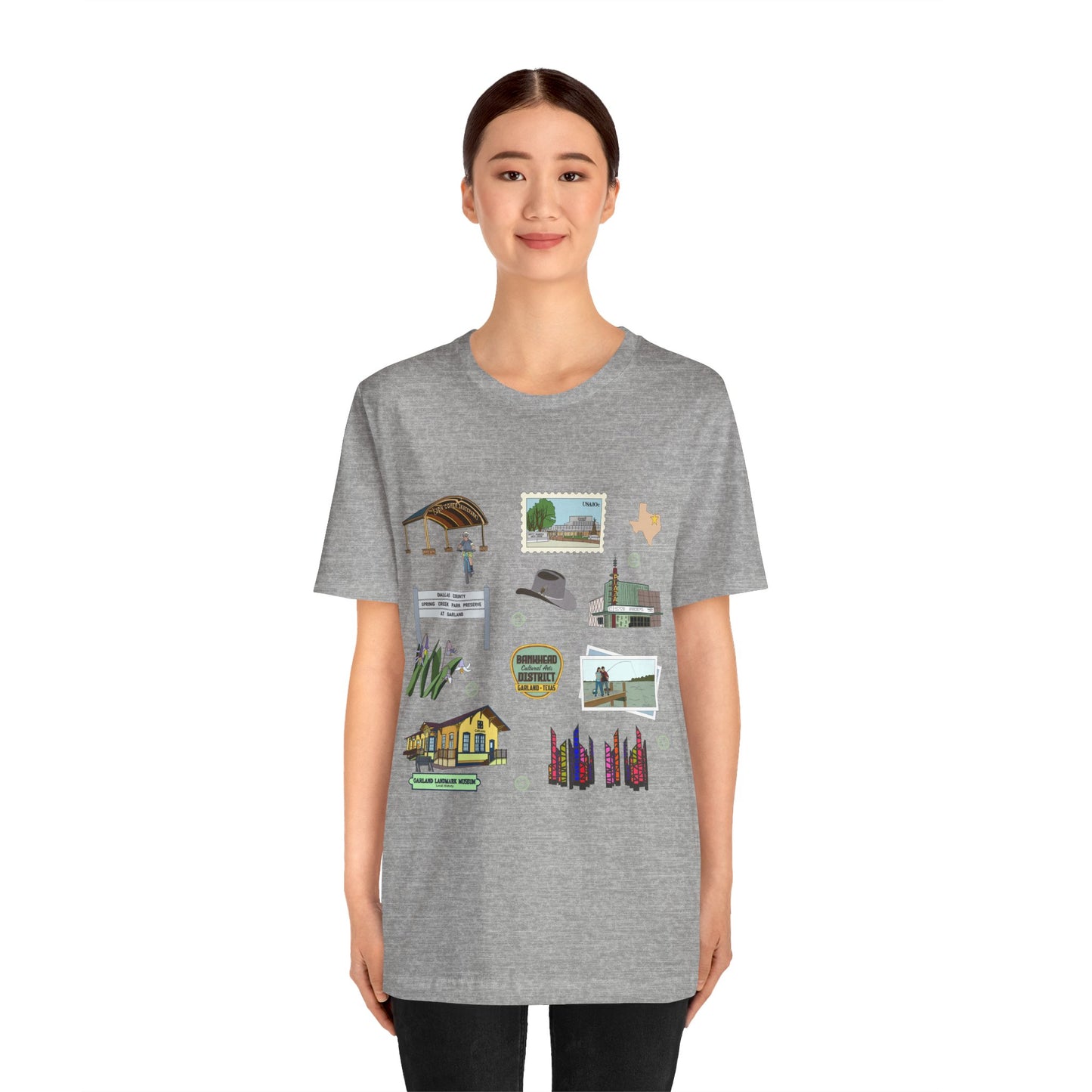 Unisex Jersey Short Sleeve Tee with Garland, Texas TX landmarks print