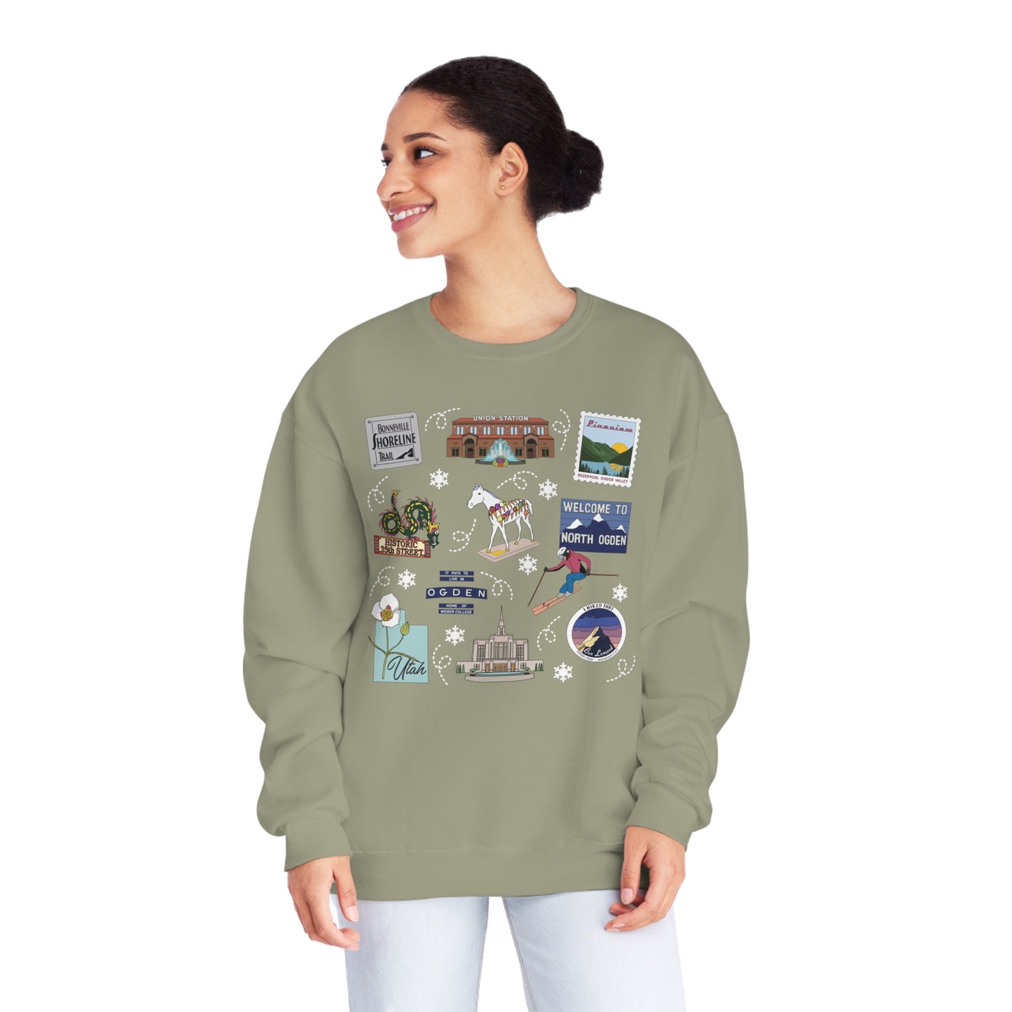 Unisex NuBlend® Crewneck Sweatshirt with Ogden, UT in assorted colors