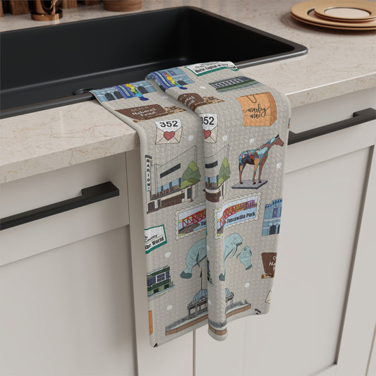 Kitchen Towel with Ocala, Florida FL in grey