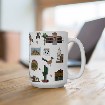 Ceramic Mug 15oz with Tucson, Arizona AZ in white