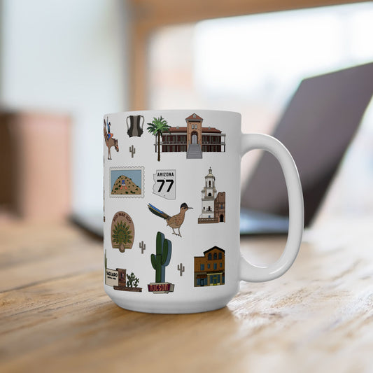 Ceramic Mug 15oz with Tucson, Arizona AZ in white