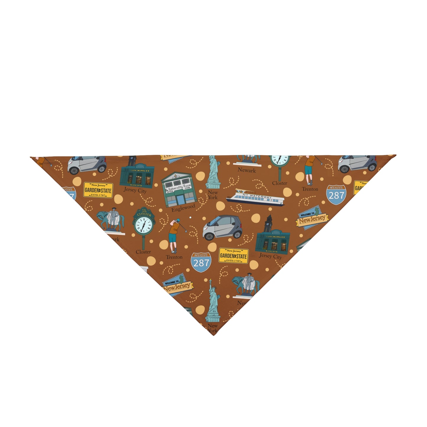 Pet Bandana with New Jersey in brown