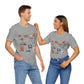 Unisex Jersey Short Sleeve Tee with Chicago, Illinois IL landmarks print