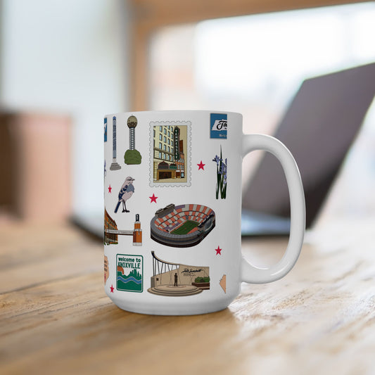 Ceramic Mug 15oz with Knoxville, Tennessee TN in white