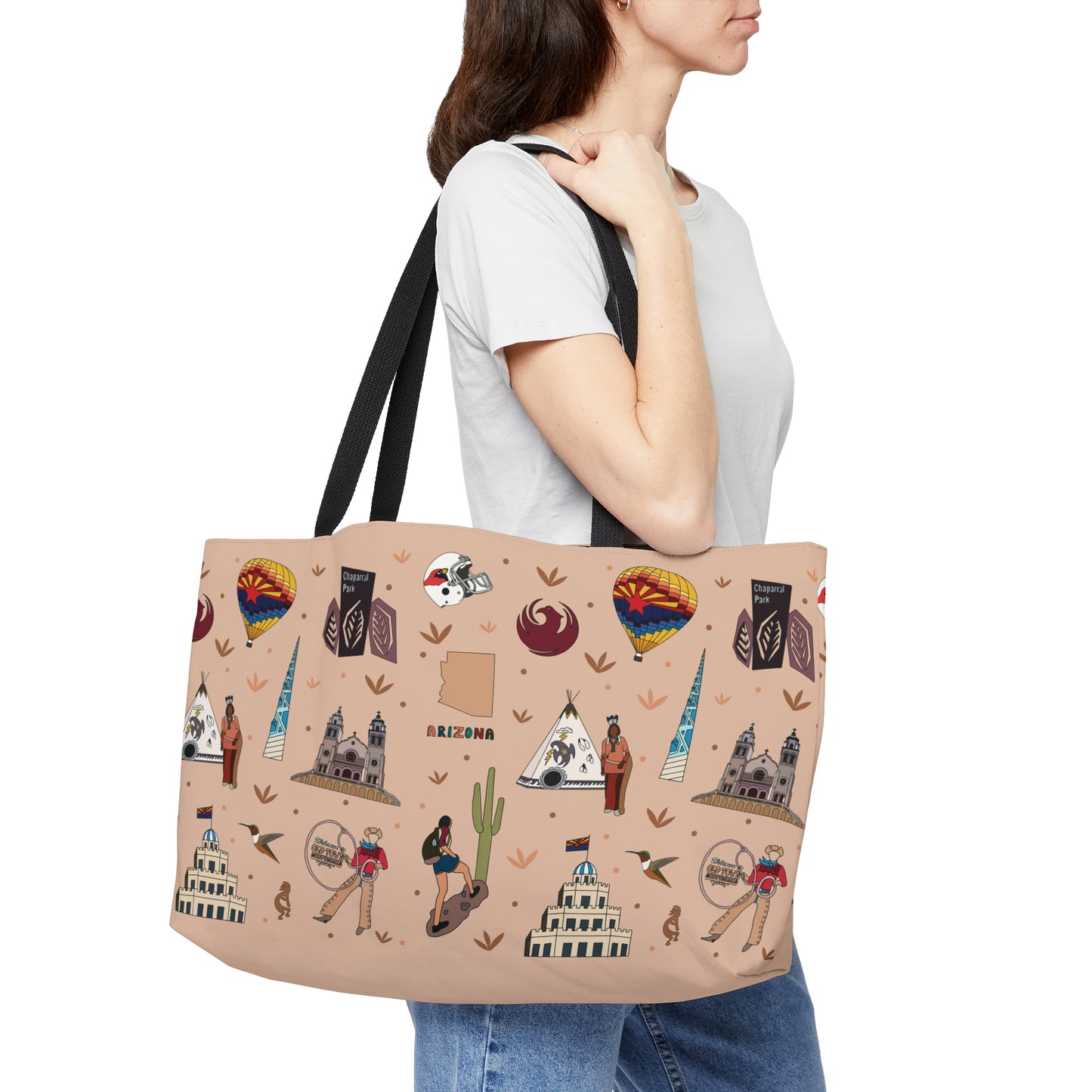 Tote Bag with Phoenix & Scottsdale, AZ in beige