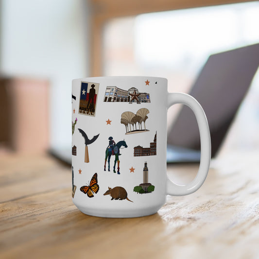 Ceramic Mug 15oz with Austin, Texas TX in white